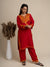 KHIZAN- Cotton Kashmiri AARI Red Kurta with Pant