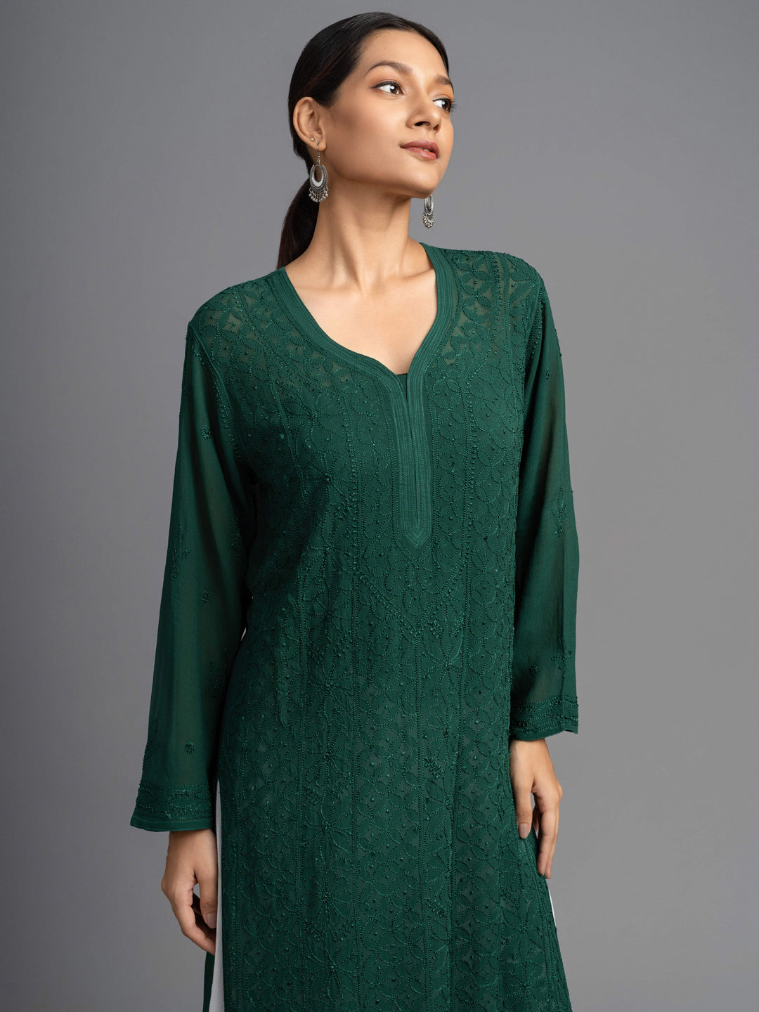 ADA “Silk-Thread Embellished Viscose Chikankari Kurti”