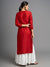 Red Chanderi Silk Straight Kurti with intricate chikankari