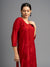 Red Chanderi Silk Straight Kurti with intricate chikankari