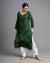 Your Highness: Luxurious Chikankari Premium Muslin straight kurti-Dark Green