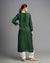 Your Highness: Luxurious Chikankari Premium Muslin straight kurti-Dark Green