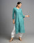 Sama! Chanderi Silk Chikankari Kurta Turquoise green