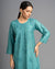 Sama! Chanderi Silk Chikankari Kurta Turquoise green