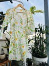Rozana: Pure Mul Chikankari dress with captivating floral print-Yellow flowers