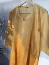 SEHER! Yellow Chanderi Silk Straight Kurti Ombre shadedChikankari