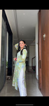 Jugni green mul cotton printed Chikankari Kurti