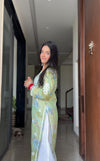 Jugni green mul cotton printed Chikankari Kurti