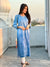 SEHER! Blue Chanderi Silk Straight Kurti Ombre shaded  Chikankari