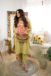 KHIZAN-Kashmiri kaftan set Pista Green