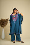 KHIZAN- Cotton Kashmiri kaftan with pant crafted with Vibrant Aari Embroidery